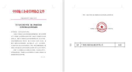 16星！冶建公司履約能力和信用表現(xiàn)良好